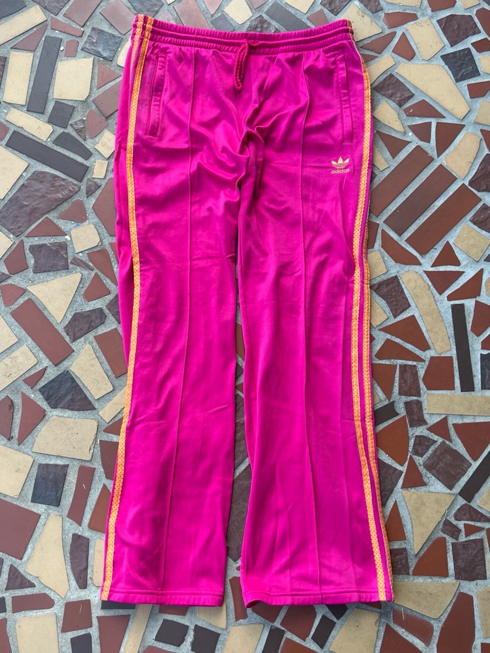 adidas y2k Women's Pink Track Jacket & Jogger Set with orange Stripes size large - Picture 6 of 15